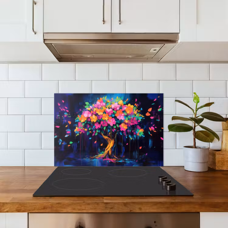 Salpicaderos de cocina - Árbol - Flores - Mágico - De colores — 3