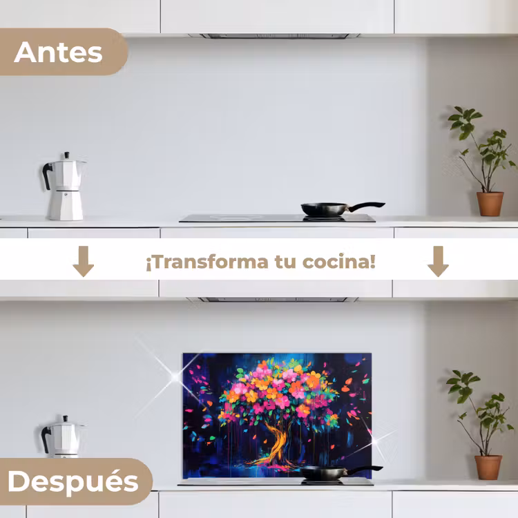 Salpicaderos de cocina - Árbol - Flores - Mágico - De colores — 7