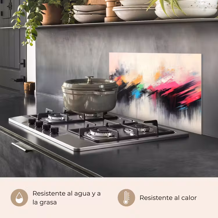 Salpicaderos de cocina - Dinámico - Abstracto - Colorido - Negro — 2