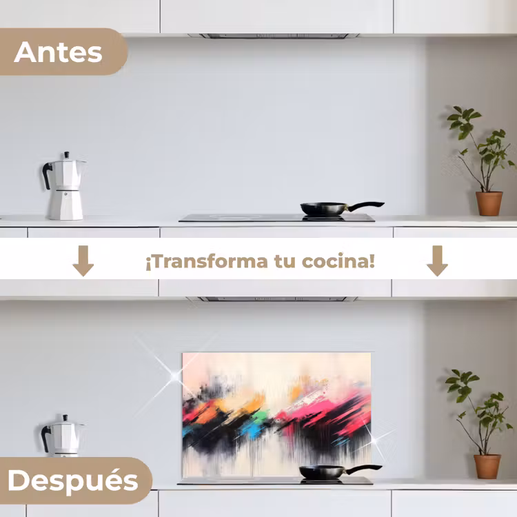 Salpicaderos de cocina - Dinámico - Abstracto - Colorido - Negro — 7