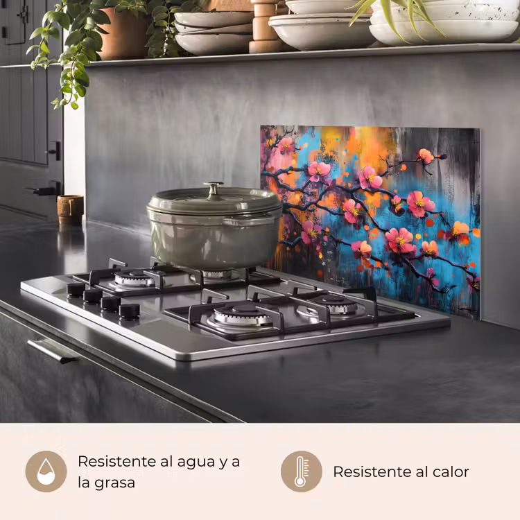 Salpicaderos de cocina - Flores - Rama - Abstracto - Rosa — 2