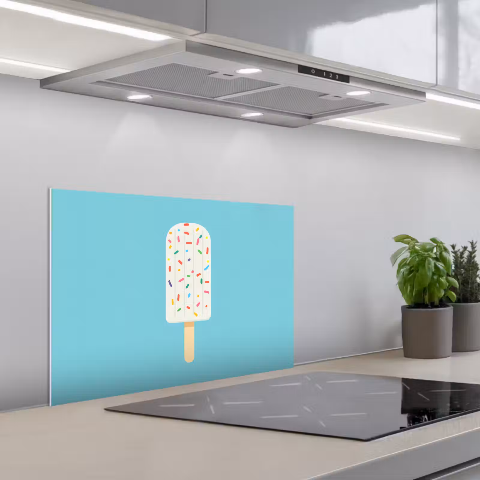 Salpicaderos de cocina - Helado - Palito - Espolvoreado - Azul claro — 1