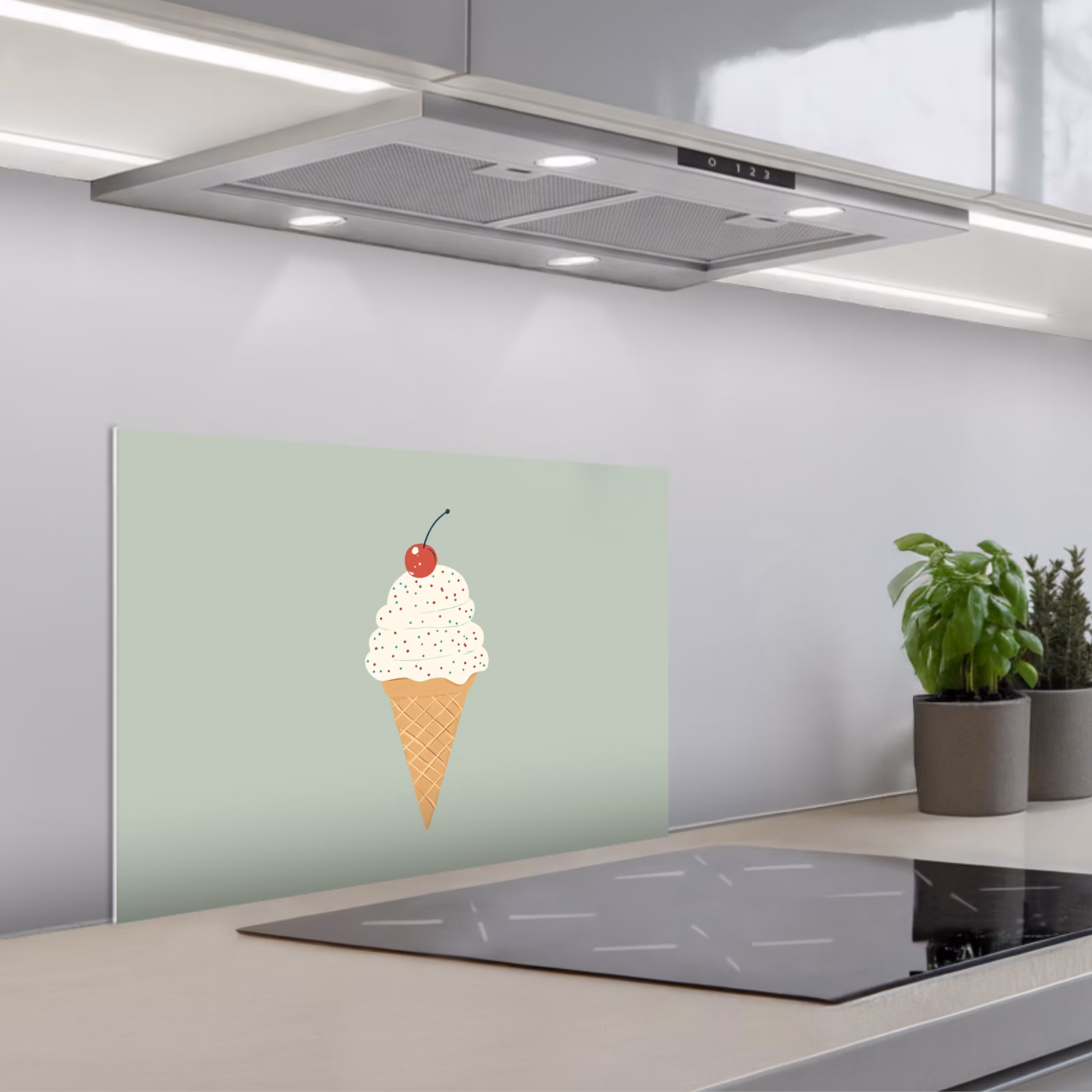 Salpicaderos de cocina - Ilustración - Helado - Moteado - Cereza — 1