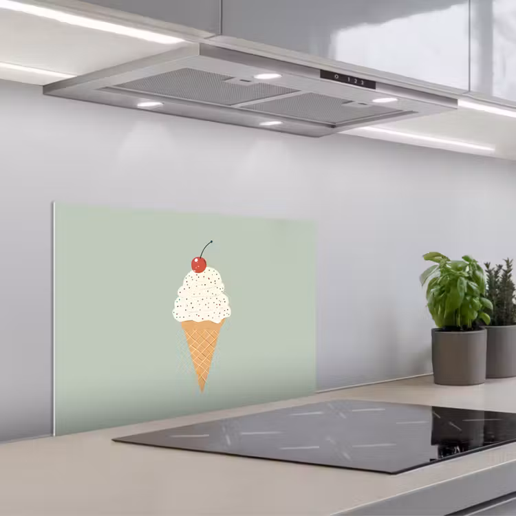 Salpicaderos de cocina - Ilustración - Helado - Moteado - Cereza — 1