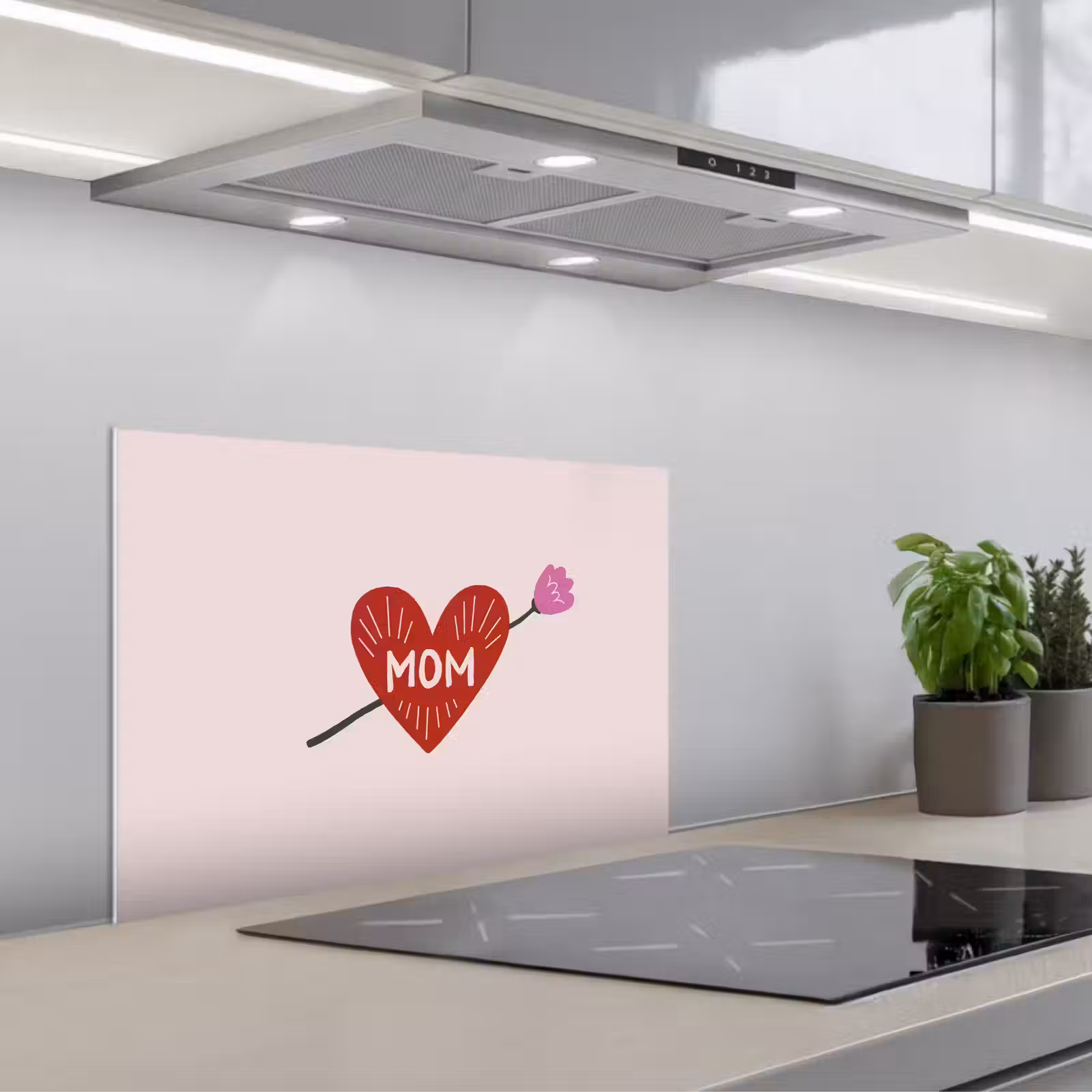 Salpicaderos de cocina - Corazón - Rojo - Flor - Madre — 1