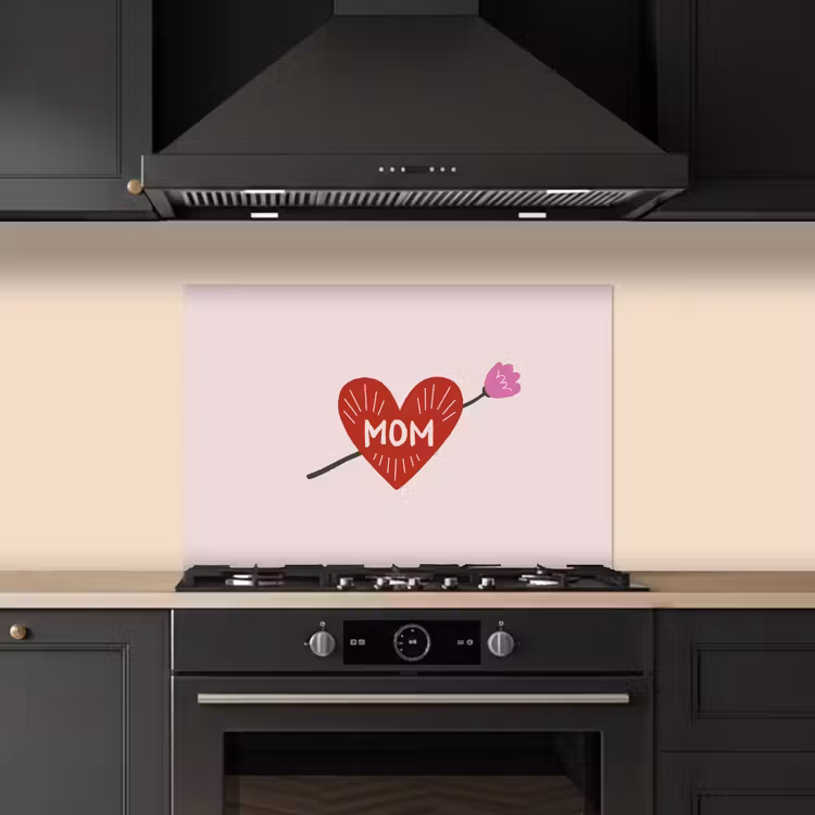 Salpicaderos de cocina - Corazón - Rojo - Flor - Madre — 5