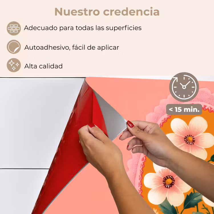 Salpicaderos de cocina - Ilustración - Flores - Borde - Rosa — 4