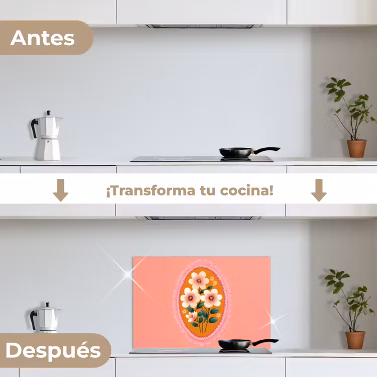 Salpicaderos de cocina - Ilustración - Flores - Borde - Rosa — 7