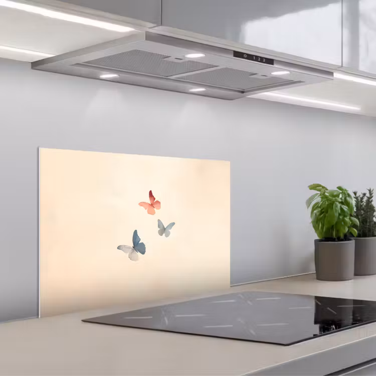 Salpicaderos de cocina - Mariposas - Minimalista - Rosa — 1