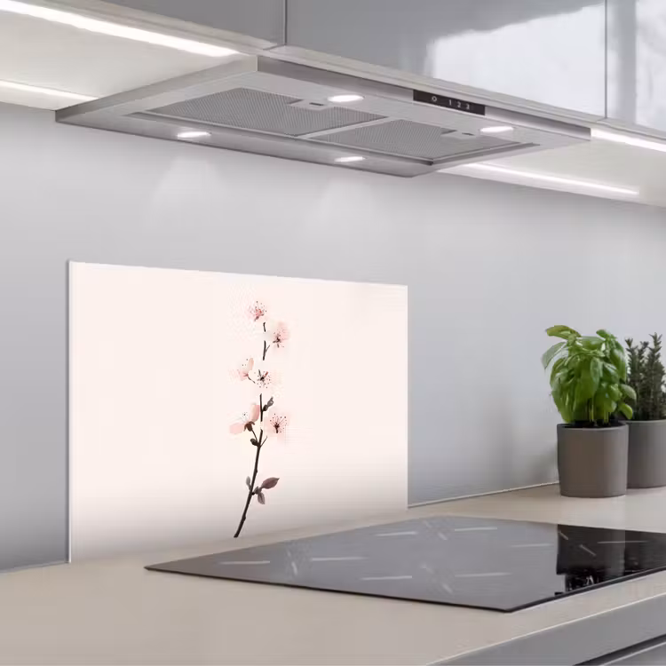 Salpicaderos de cocina - Minimalista - Flor - Rama - Rosa — 1