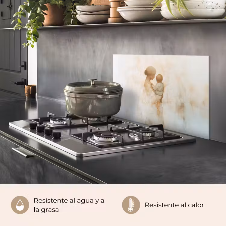 Salpicaderos de cocina - Niño - Madre - Acuarela — 2