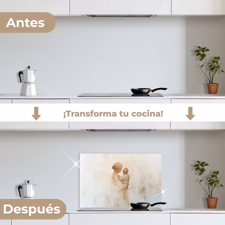 Salpicaderos de cocina - Niño - Madre - Acuarela — 7