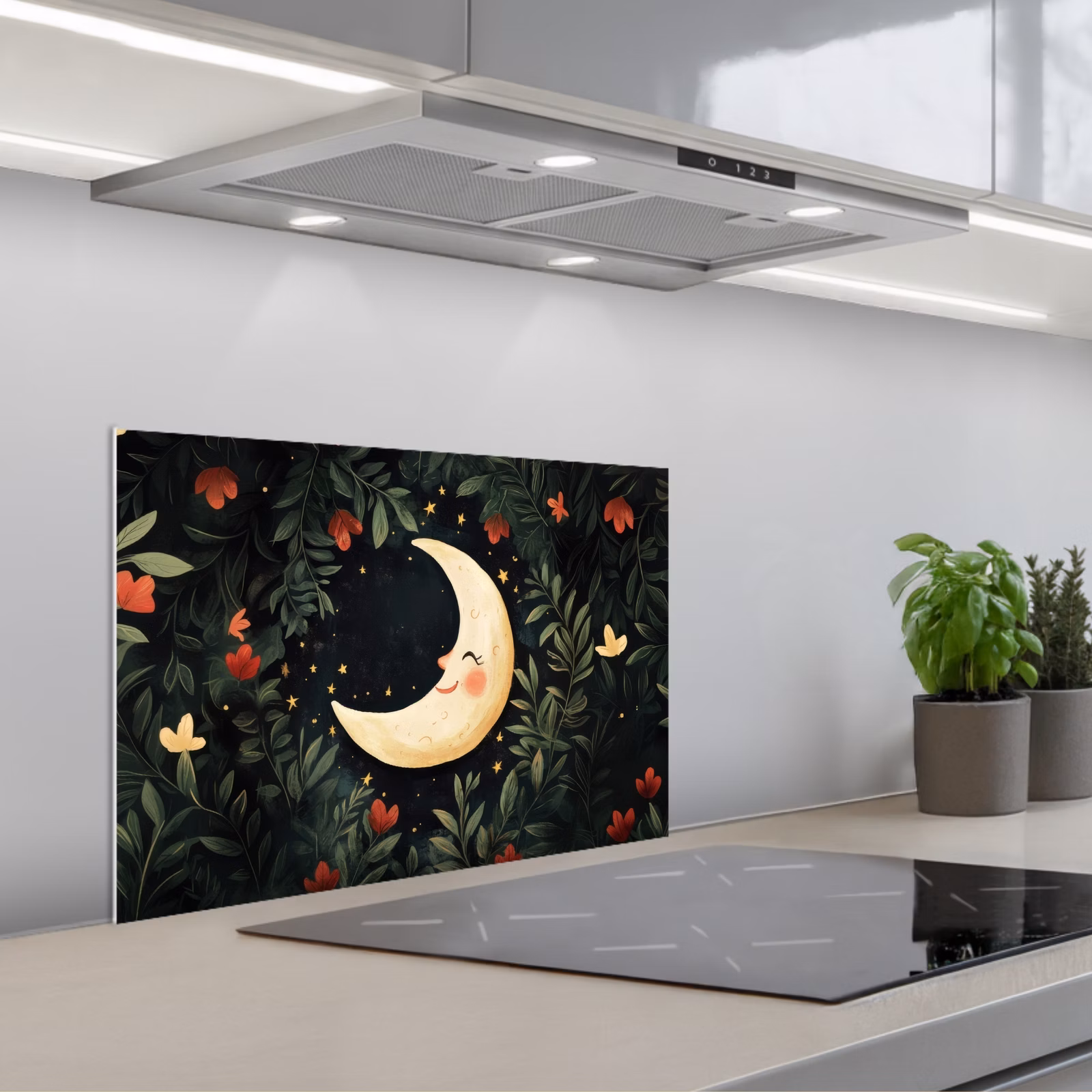 Salpicaderos de cocina - Luna - Flores - Cielo nocturno — 1