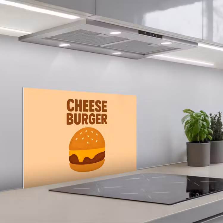 Salpicaderos de cocina - Cheeseburger - Minimalista - Amarillo — 1
