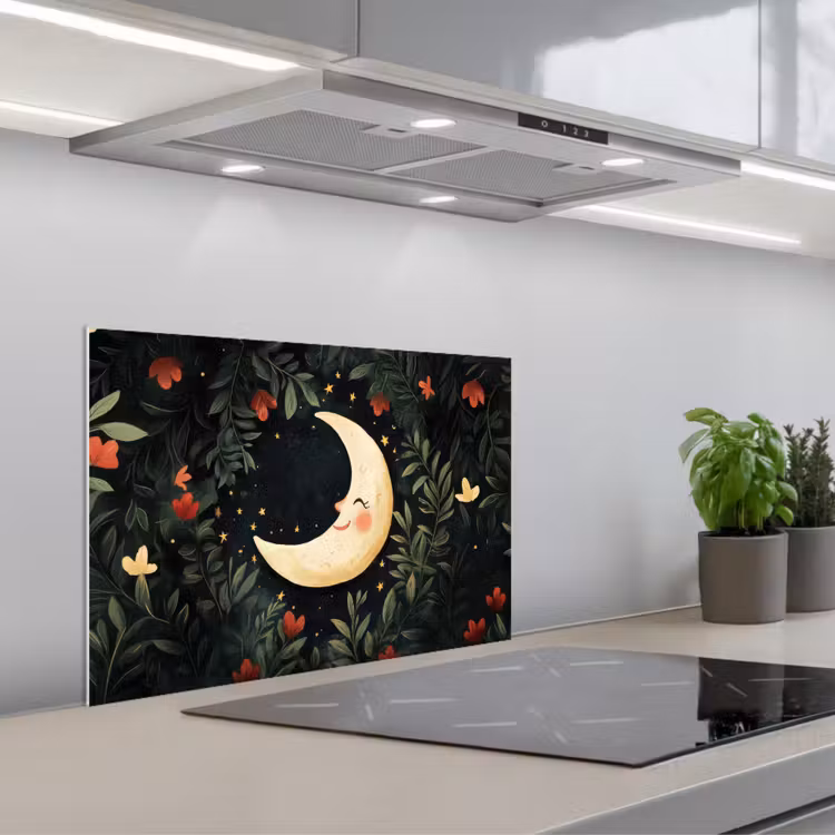 Salpicaderos de cocina - Luna - Flores - Cielo nocturno — 1