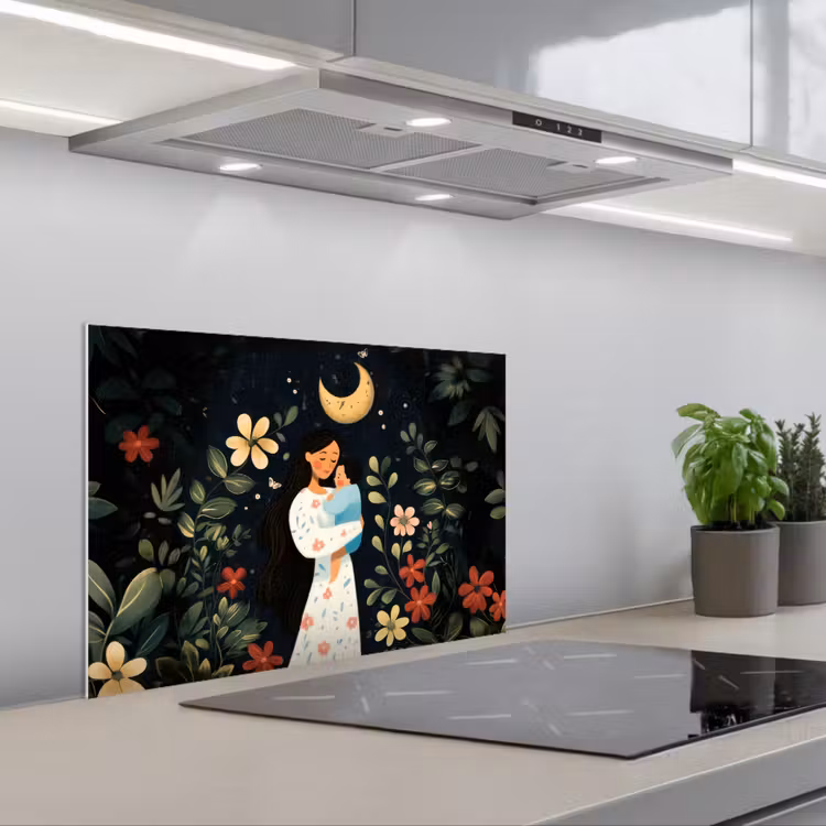 Salpicaderos de cocina - Madre - Niño - Colorido - Flores — 1
