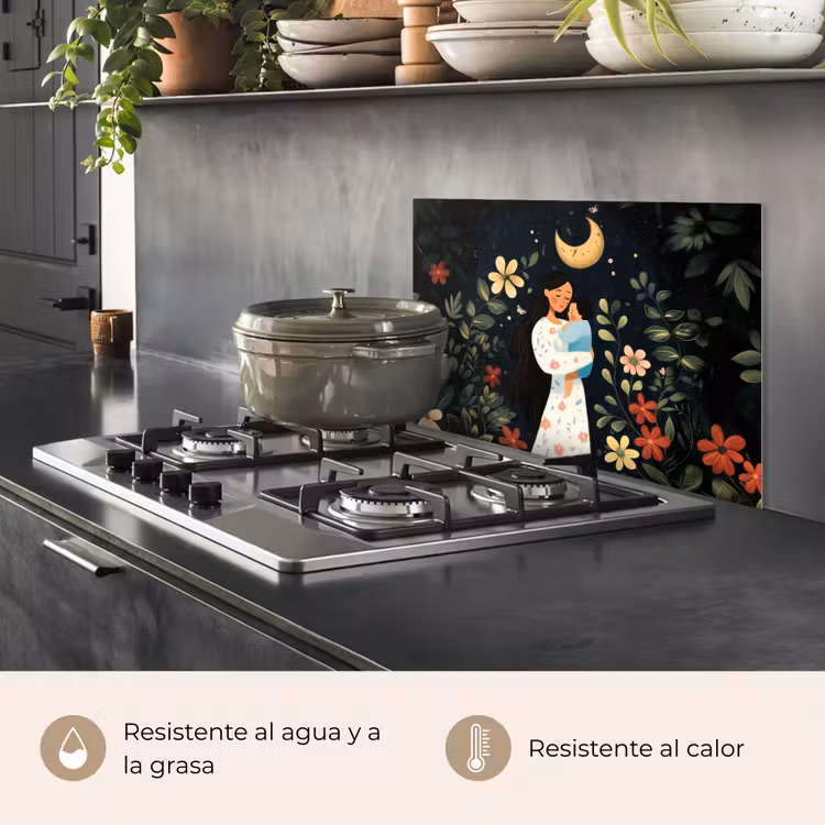 Salpicaderos de cocina - Madre - Niño - Colorido - Flores — 2