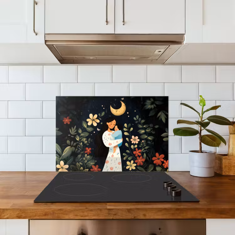 Salpicaderos de cocina - Madre - Niño - Colorido - Flores — 3