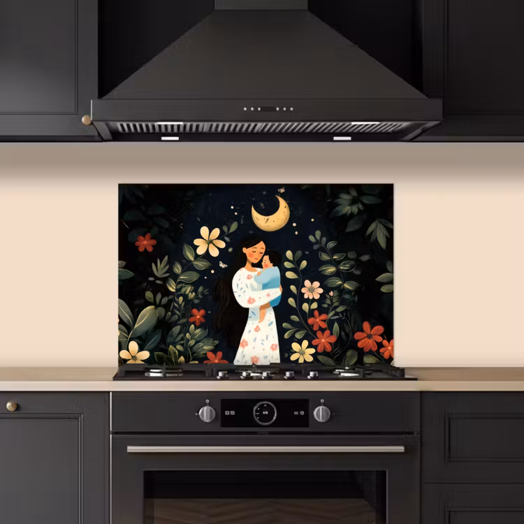 Salpicaderos de cocina - Madre - Niño - Colorido - Flores — 5