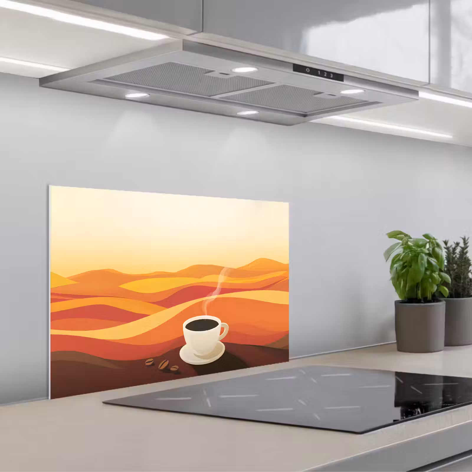 Salpicaderos de cocina - Café - Paisaje - Naranja - Granos de café — 1