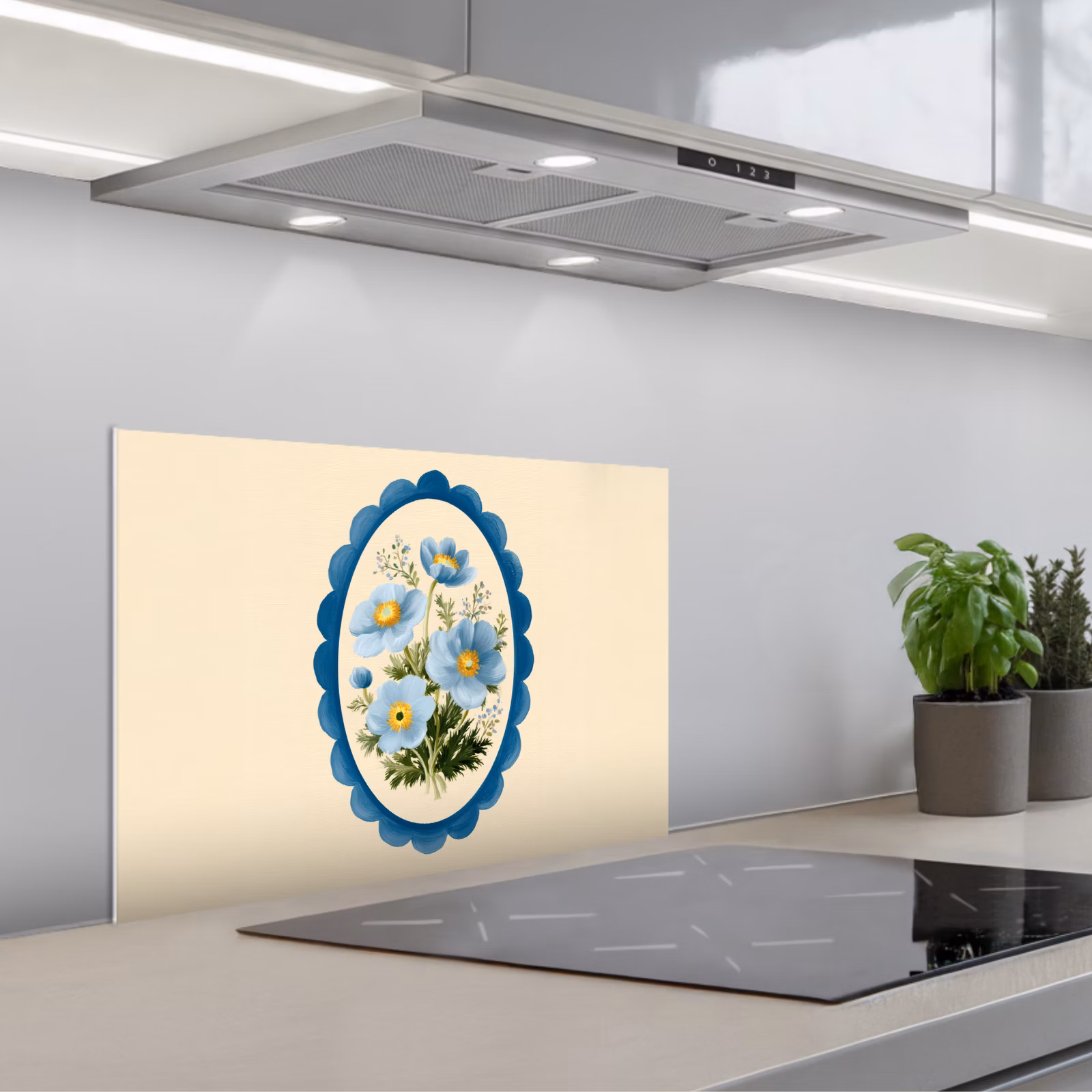 Salpicaderos de cocina - Lista - Flores - Azul claro - Ilustración — 1