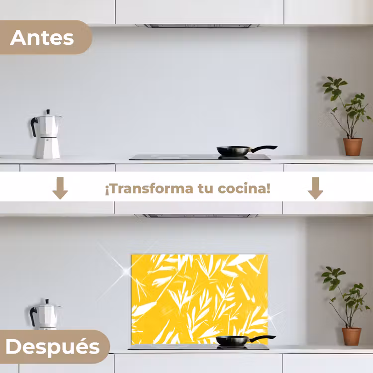Salpicaderos de cocina - Abstracto - Hojas - Amarillo - Pinceladas — 7