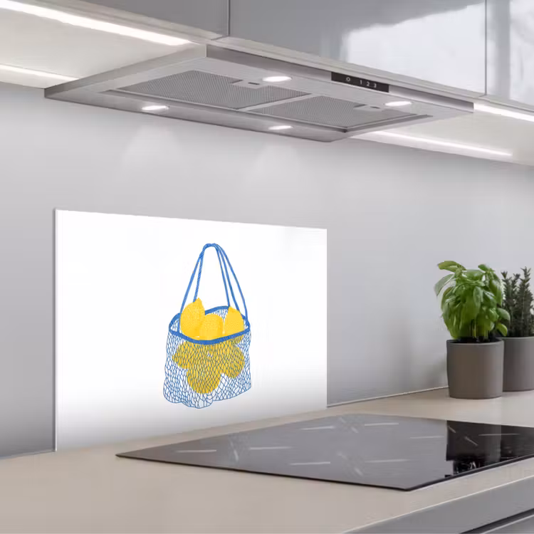 Salpicaderos de cocina - Bolsa - Azul - Limones - Ilustración — 1