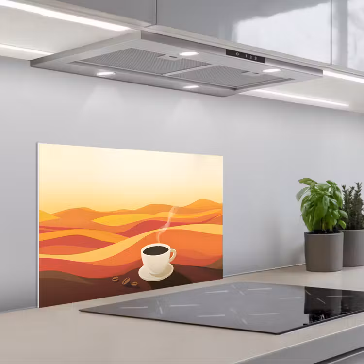 Salpicaderos de cocina - Café - Paisaje - Naranja - Granos de café — 1