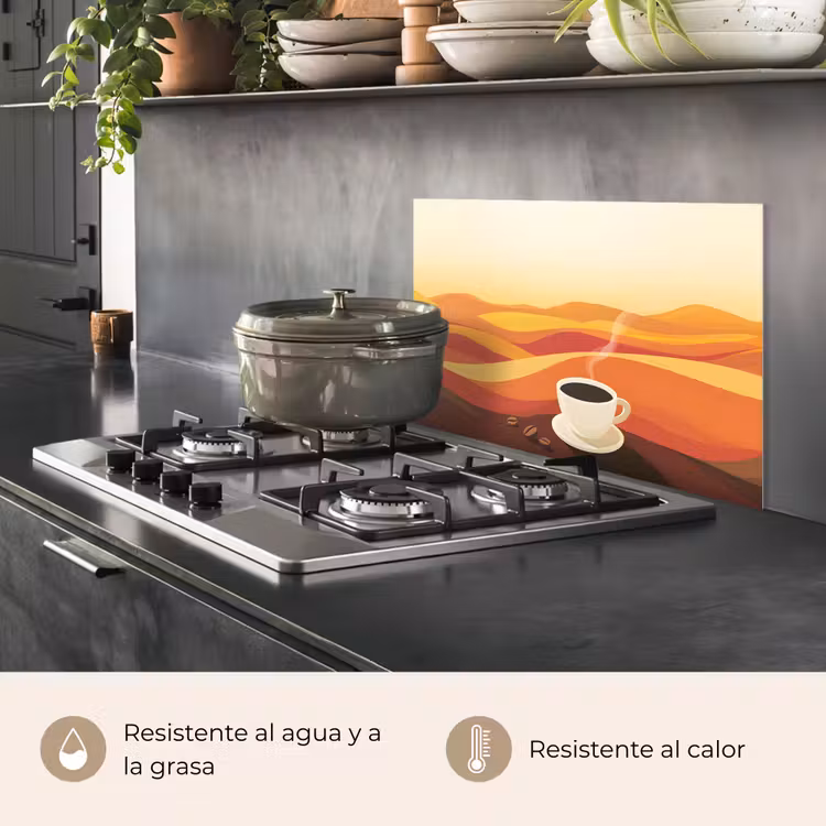 Salpicaderos de cocina - Café - Paisaje - Naranja - Granos de café — 2