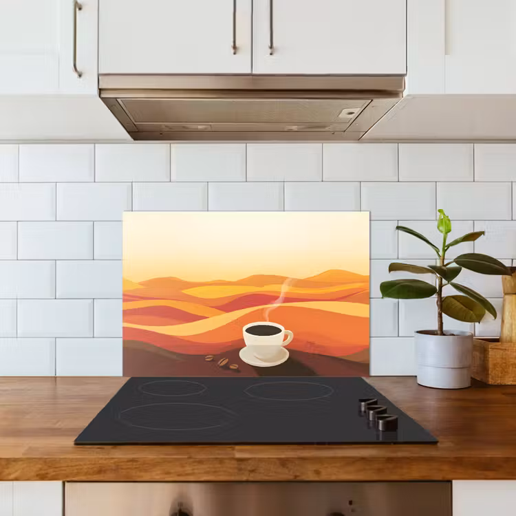 Salpicaderos de cocina - Café - Paisaje - Naranja - Granos de café — 3