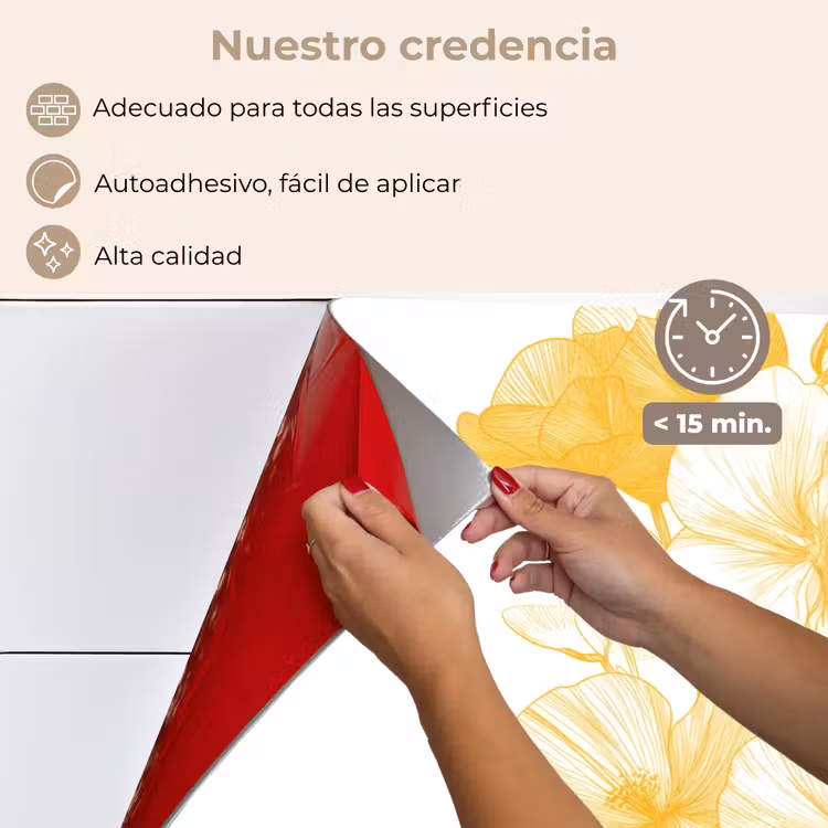Salpicaderos de cocina - Dibujo lineal - Flores - Amarillo - Jarrón — 4