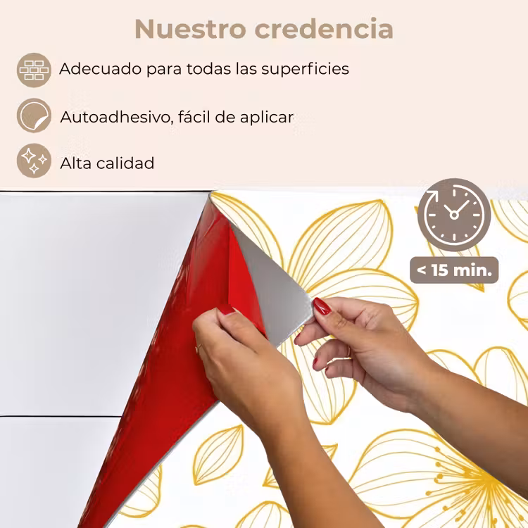 Salpicaderos de cocina - Flores - Patrón - Ilustración - Amarillo — 4