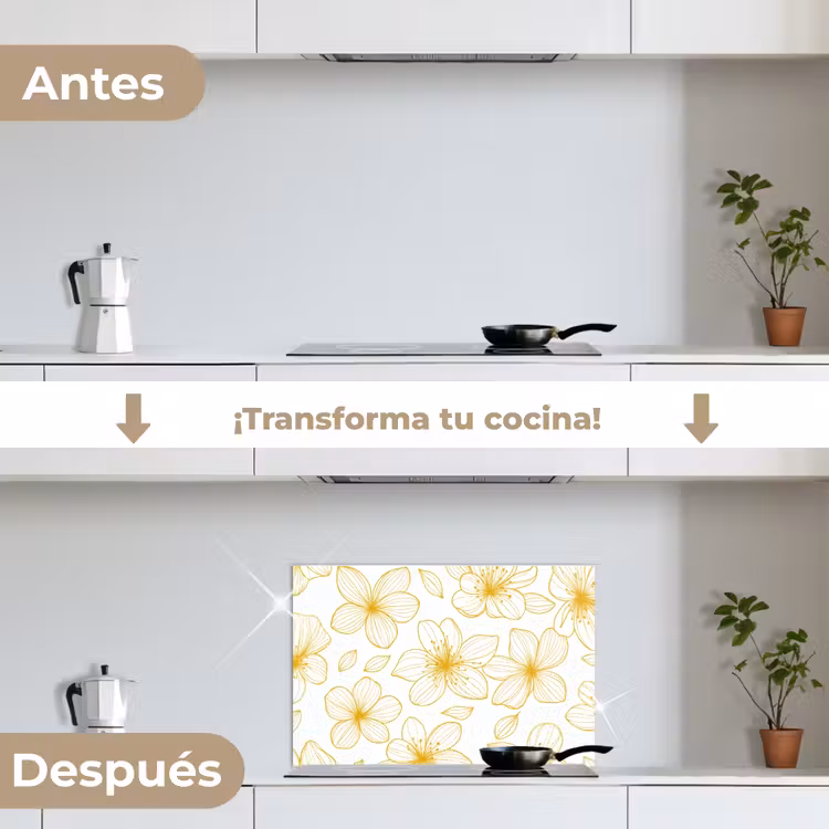 Salpicaderos de cocina - Flores - Patrón - Ilustración - Amarillo — 7