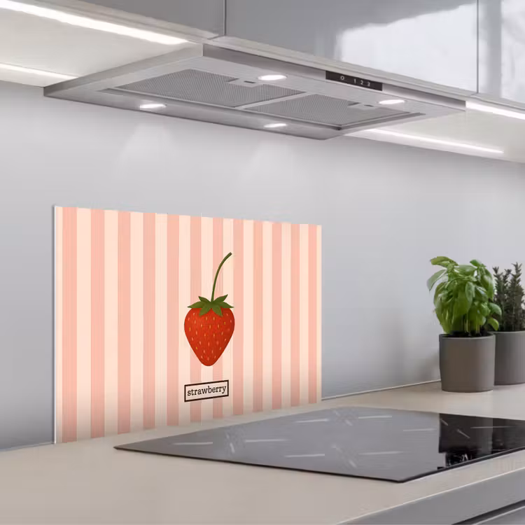 Salpicaderos de cocina - Fresa - Rayas - Minimalista - Rojo — 1
