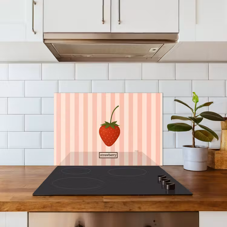 Salpicaderos de cocina - Fresa - Rayas - Minimalista - Rojo — 3