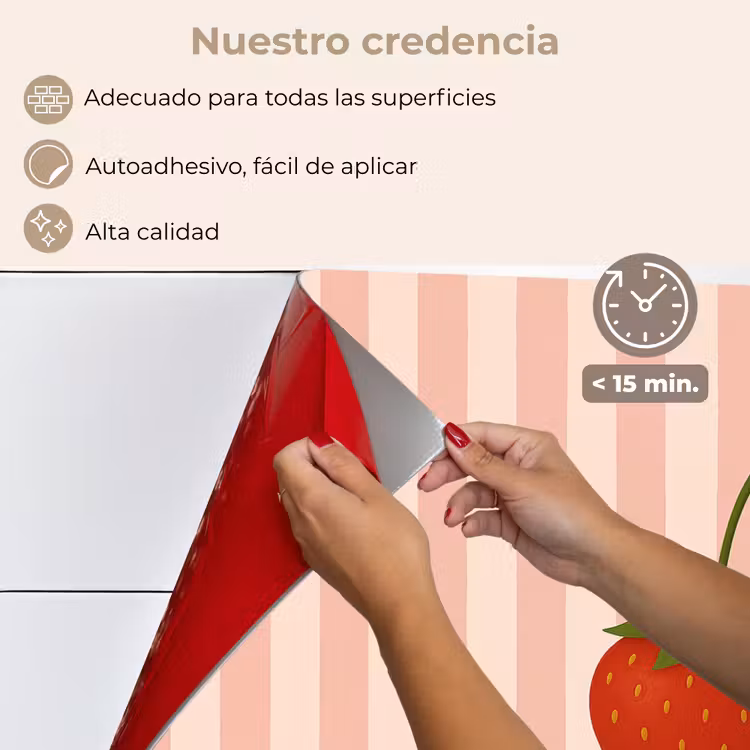 Salpicaderos de cocina - Fresa - Rayas - Minimalista - Rojo — 4