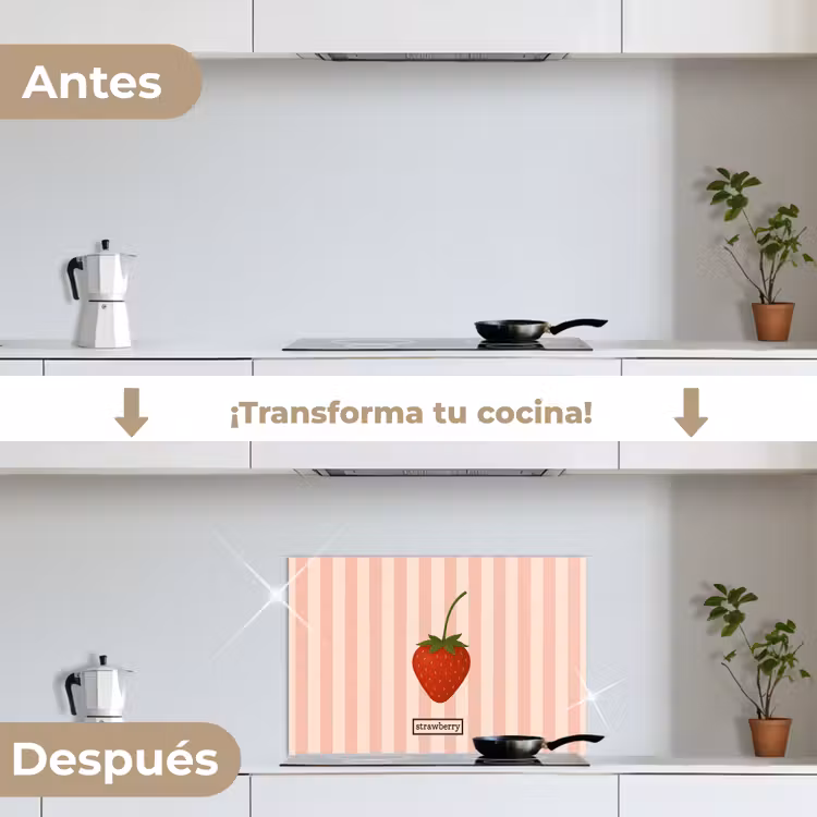 Salpicaderos de cocina - Fresa - Rayas - Minimalista - Rojo — 7