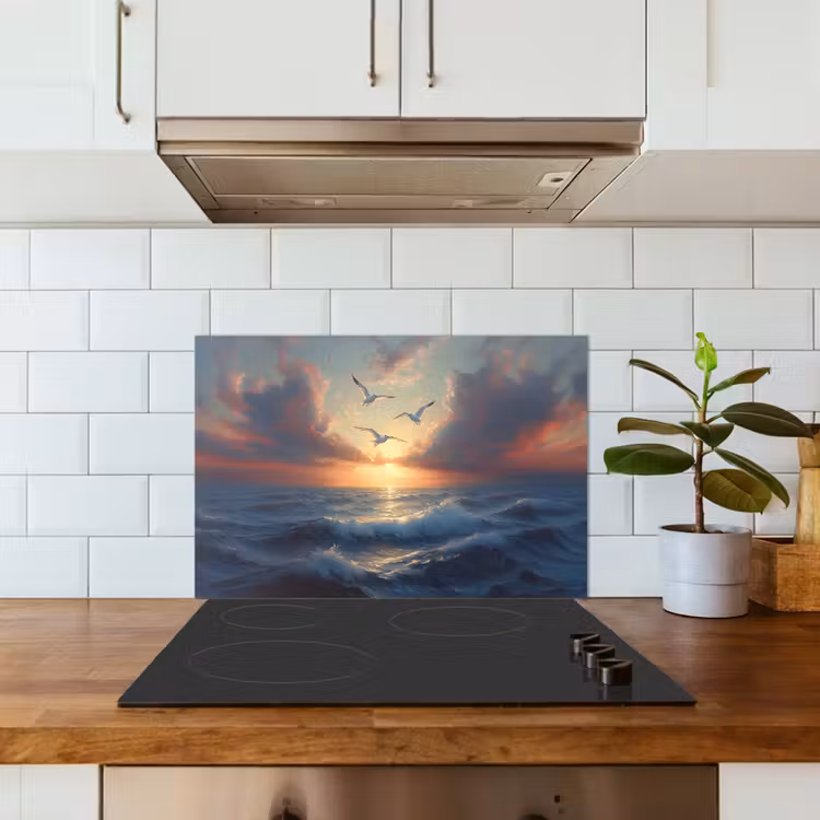 Salpicaderos de cocina - Gaviotas - Atardecer - Mar - Nubes — 3