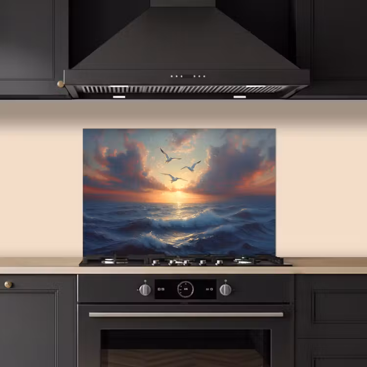 Salpicaderos de cocina - Gaviotas - Atardecer - Mar - Nubes — 5