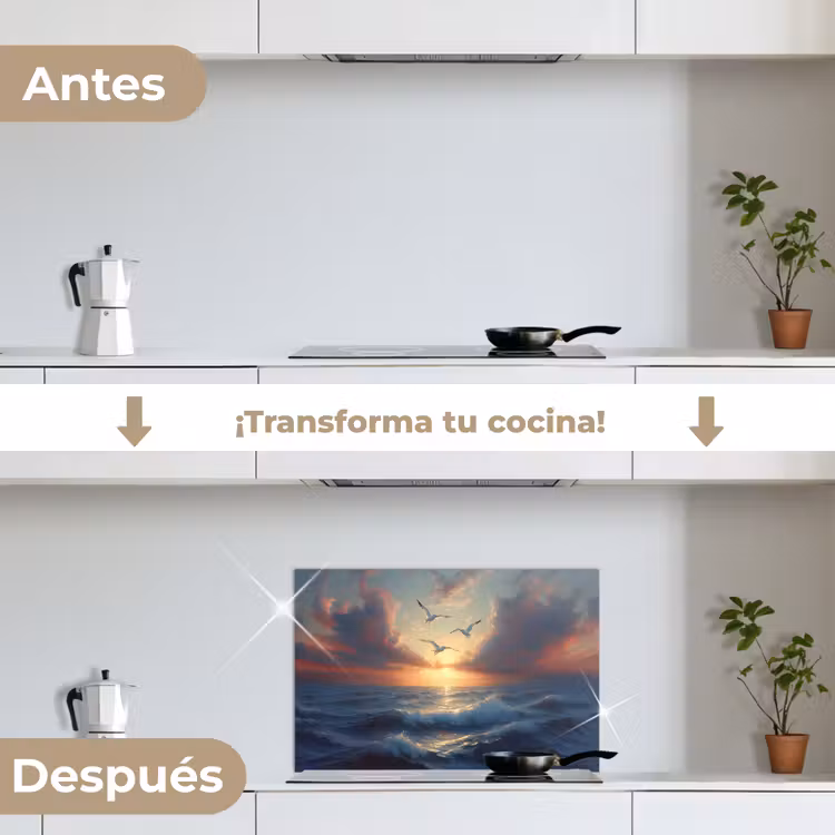 Salpicaderos de cocina - Gaviotas - Atardecer - Mar - Nubes — 7