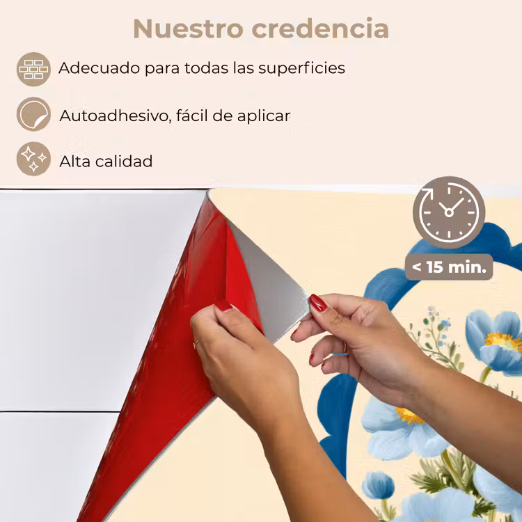 Salpicaderos de cocina - Lista - Flores - Azul claro - Ilustración — 4