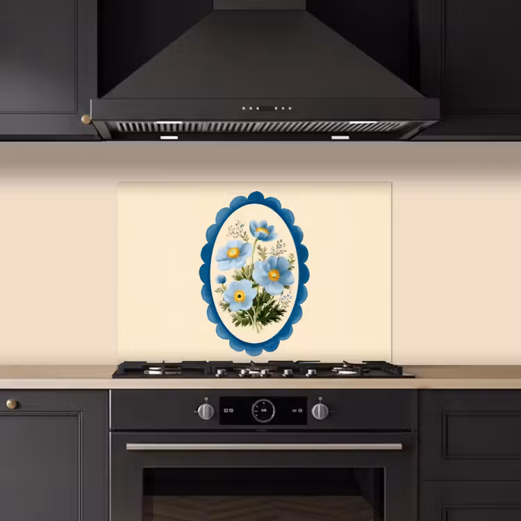 Salpicaderos de cocina - Lista - Flores - Azul claro - Ilustración — 5