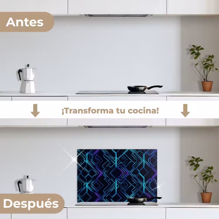 Salpicaderos de cocina - Juego - Formas ajedrezadas - Abstracto - Neón - Morado — 7