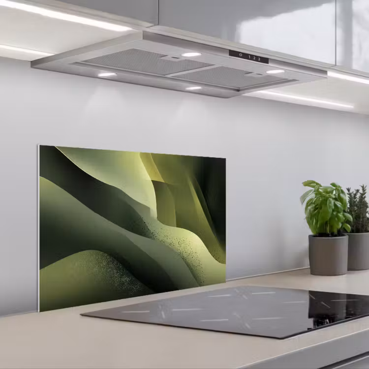 Salpicaderos de cocina - Juego - Olas - Abstracto - Colinas - Verde — 1