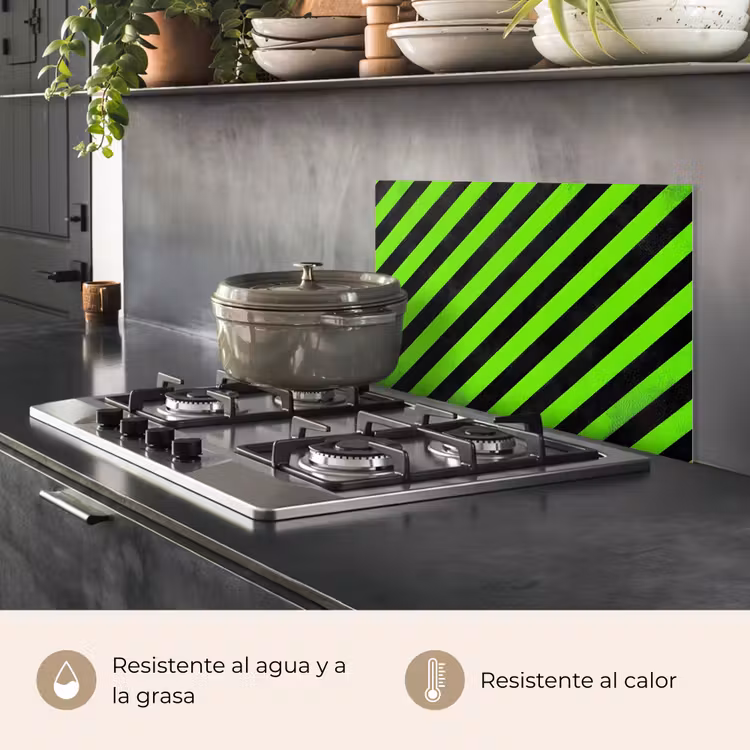 Salpicaderos de cocina - Juego - Rayas - En ángulo - Verde — 2