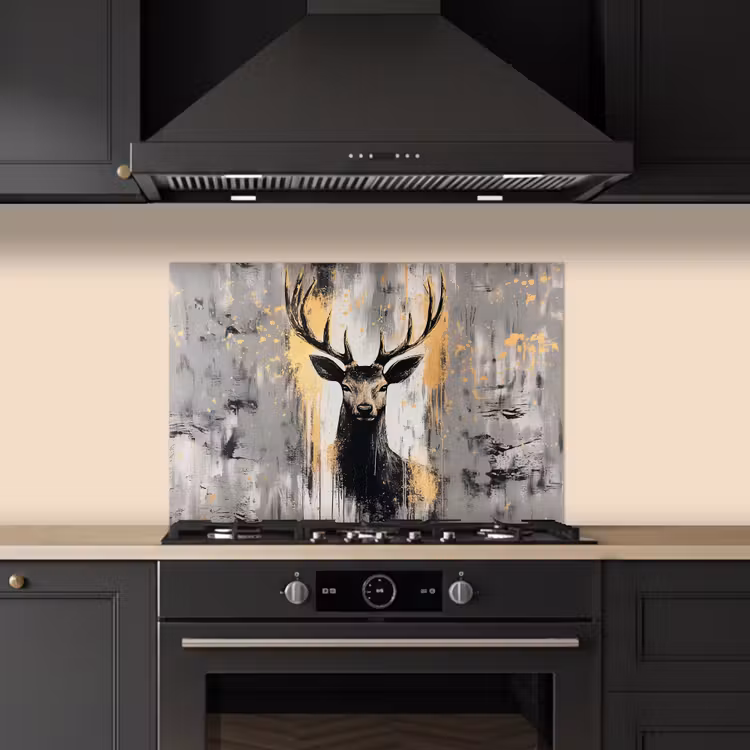Salpicaderos de cocina - Abstracto - Ciervo - Cornamenta - Oro — 5