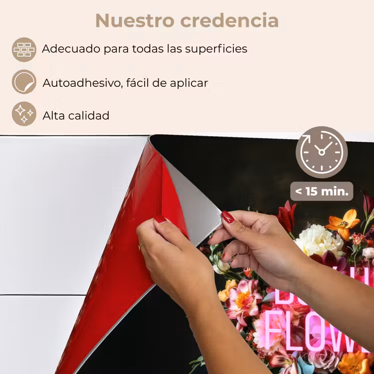 Salpicaderos de cocina - Cita - Flores - Jarrón - Neón — 4