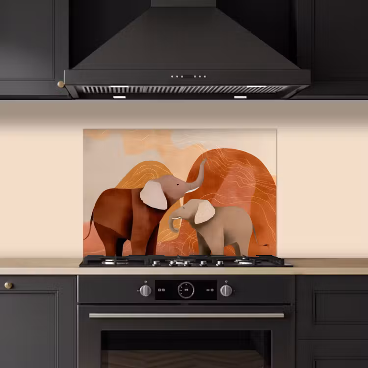Salpicaderos de cocina - Elefantes - Naranja - Abstracto — 5
