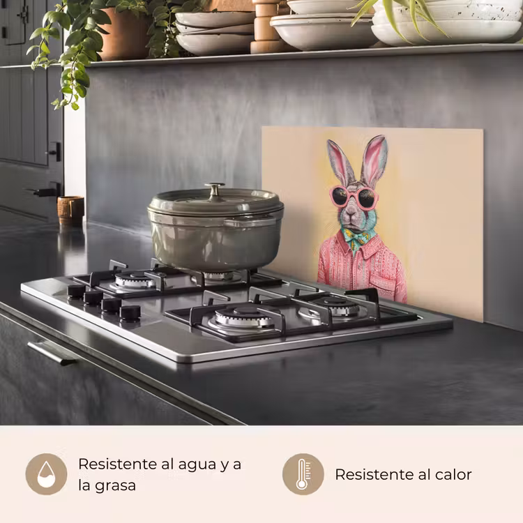 Salpicaderos de cocina - Gris - Conejo - Blusa - Pajarita — 2