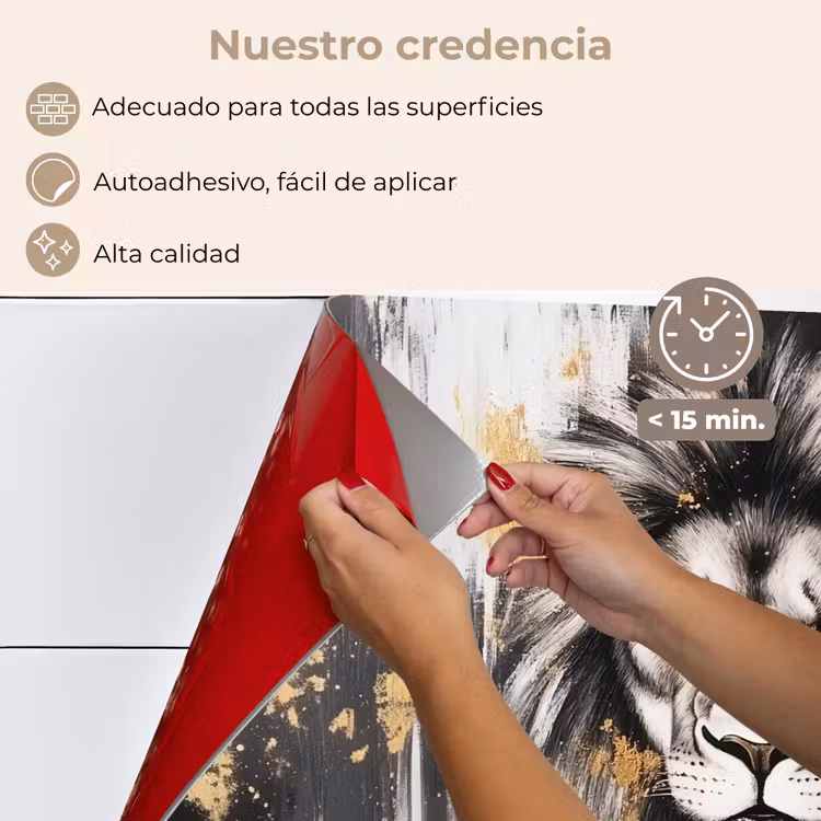 Salpicaderos de cocina - León - Retrato - Salpicaduras de pintura - Gris — 4